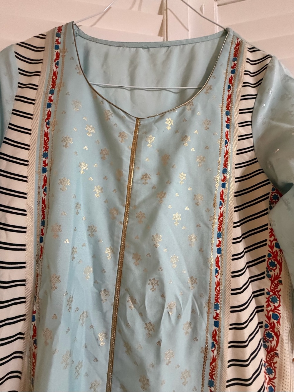 Light Blue Floral-Print Women's Jacket